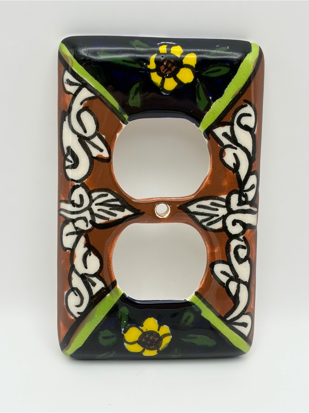 Vintage, Ceramic, Hand-painted, Outlet Cover, Made in Mexico